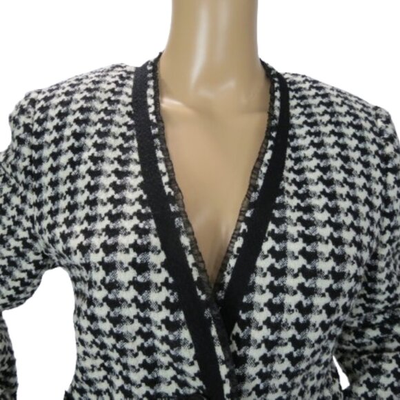 Frank Eden Black and White Houndstooth Wool Blend Blazer - Picture 3 of 8